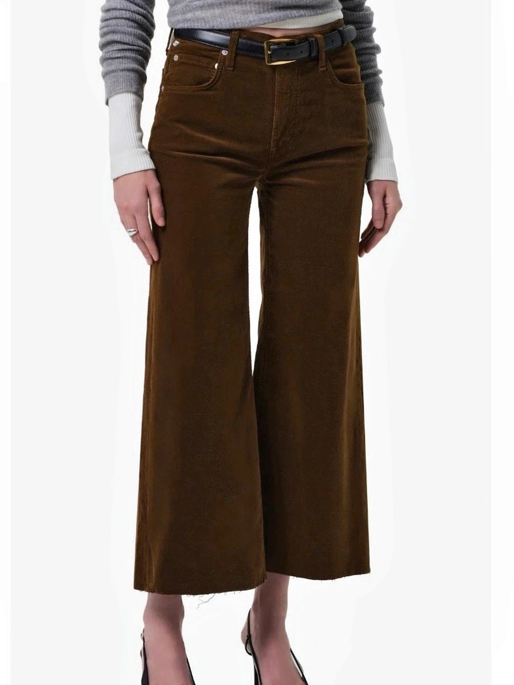 Citizens of Humanity Lyra Wide Leg Crop Brown Waist 27 NWT